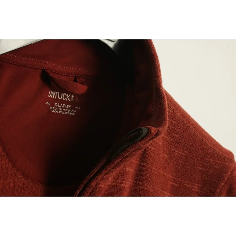 UNTUCKit Kezoh Full Zip Fleece Sweater Men’s XL Comfort Stretch Soft Red Heather